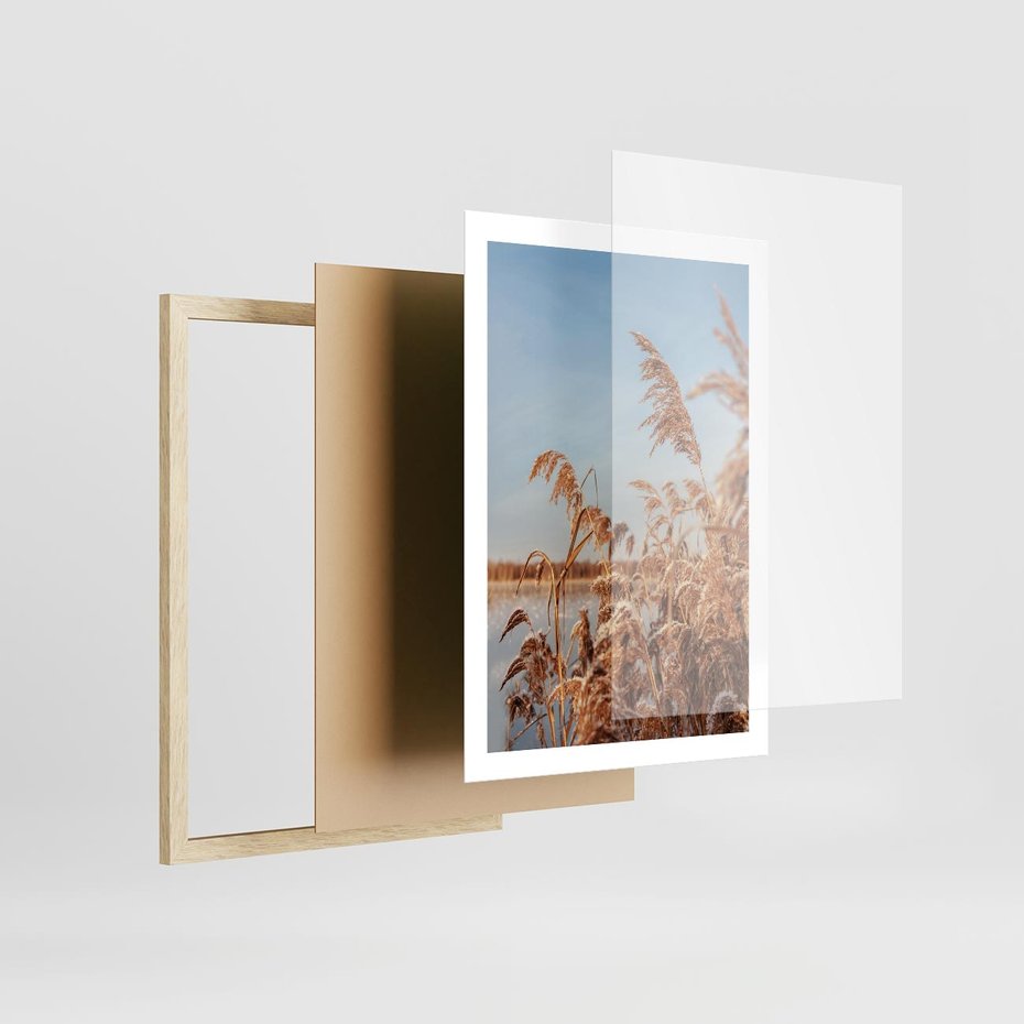 Plakat w ramie 50x70 - Wyraz Stylu - trawy, boho - rama drewno