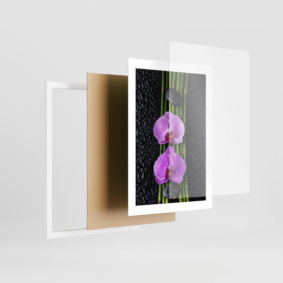 Plakat w ramie 30x40 - Japońskie Spa w Otoczeniu Storczyków - storczyk, spa - rama biała