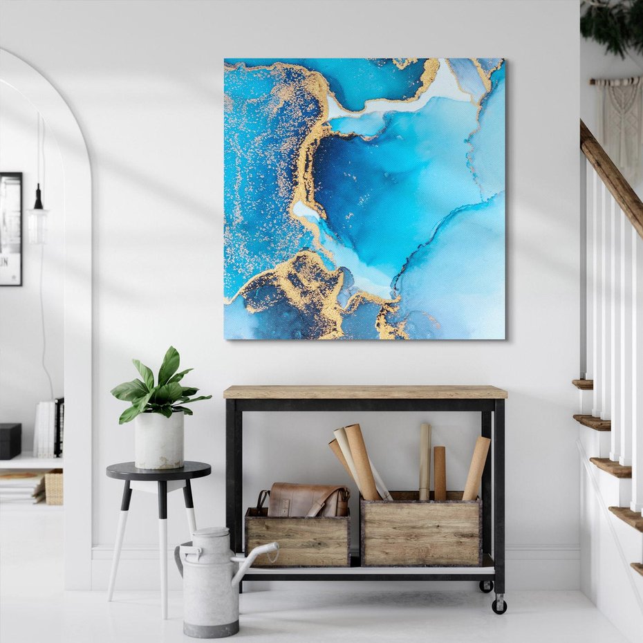 Obraz na płótnie 30x30 - Elegancja i Wyrafinowanie - marmur, złoto