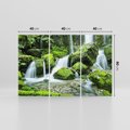 Obraz na płótnie 120x80 - Spokojny wodospad w lesie nad rzeką - wodospad, las