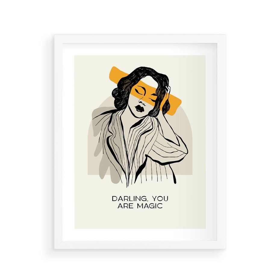 Plakat w ramie 40x50 - Sztuka Kobiecej Osobowości - nowoczesna grafika, kobieta - rama biała