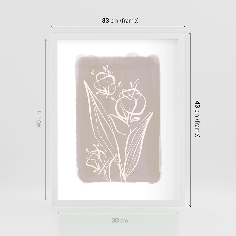 Plakat w ramie 30x40 - Pastelowe Nastroje - nowoczesny subtelny plakat, beżowy - rama biała