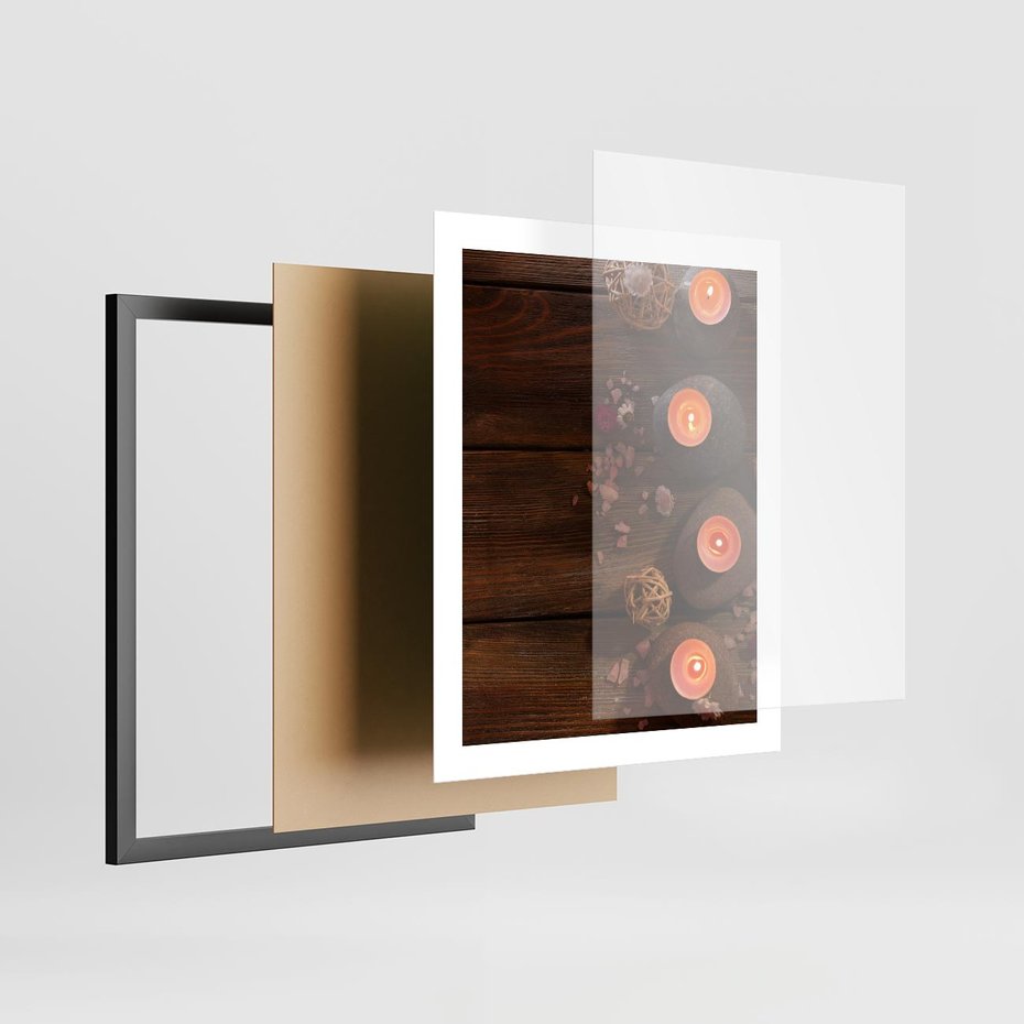 Plakat w ramie 40x50 - Relaksujące spa z pochodniami - spa, świece - rama czarna