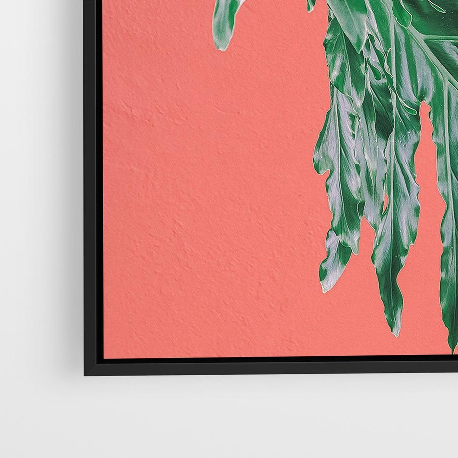 Obraz w ramie 50x50 - Energetyczna Eksplozja Natury - liście, kolor - rama czarna