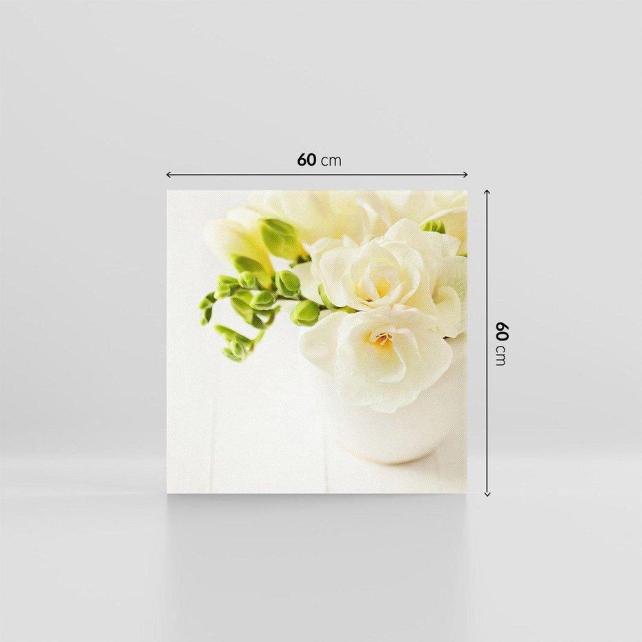 Obraz na płótnie 60x60 - Subtelność białych frezji - frezja, białe