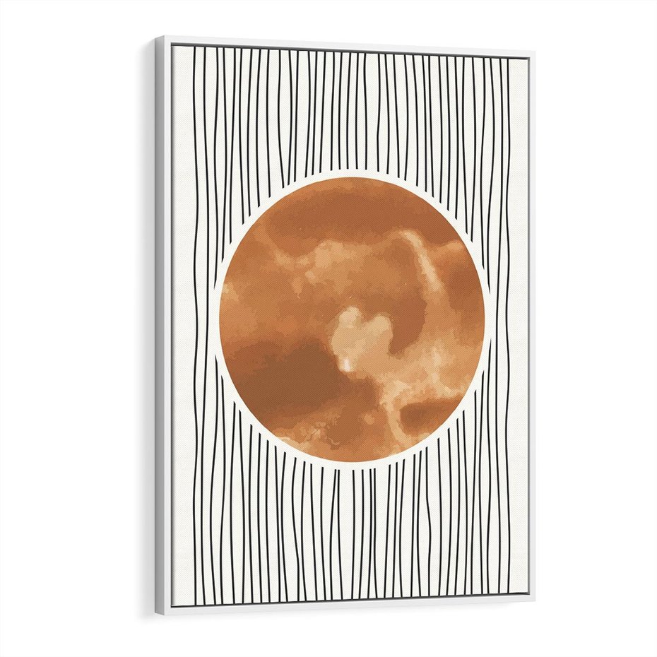 Obraz w ramie 80x120 - Eteryczne Krągłe Echa - boho obraz, geometria - rama biała