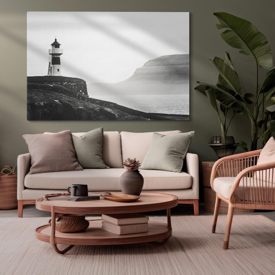 Obraz na płótnie 100x70 - Wiszące na horyzoncie wspomnienia - latarnia morska, klif