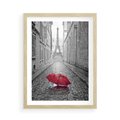 Plakat w ramie 50x70 - Kolorowy parasol w Paryżu - Paryż, parasol - rama drewno