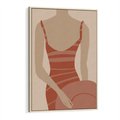 Obraz w ramie 70x100 - Kobiece Retro - minimalistyczny boho plakat, retro kobieta w stroju kąpielowym - rama drewno