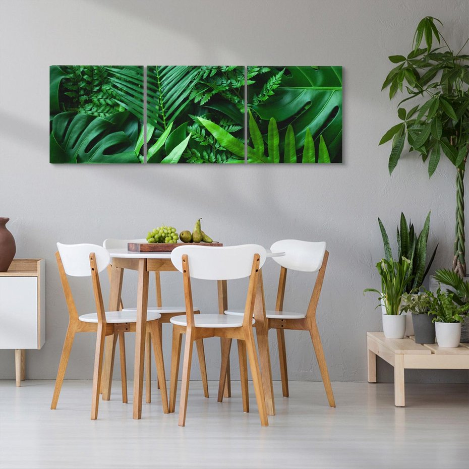 Obraz na płótnie 90x30 - Monstera Liście Fantazja - monstera, liście