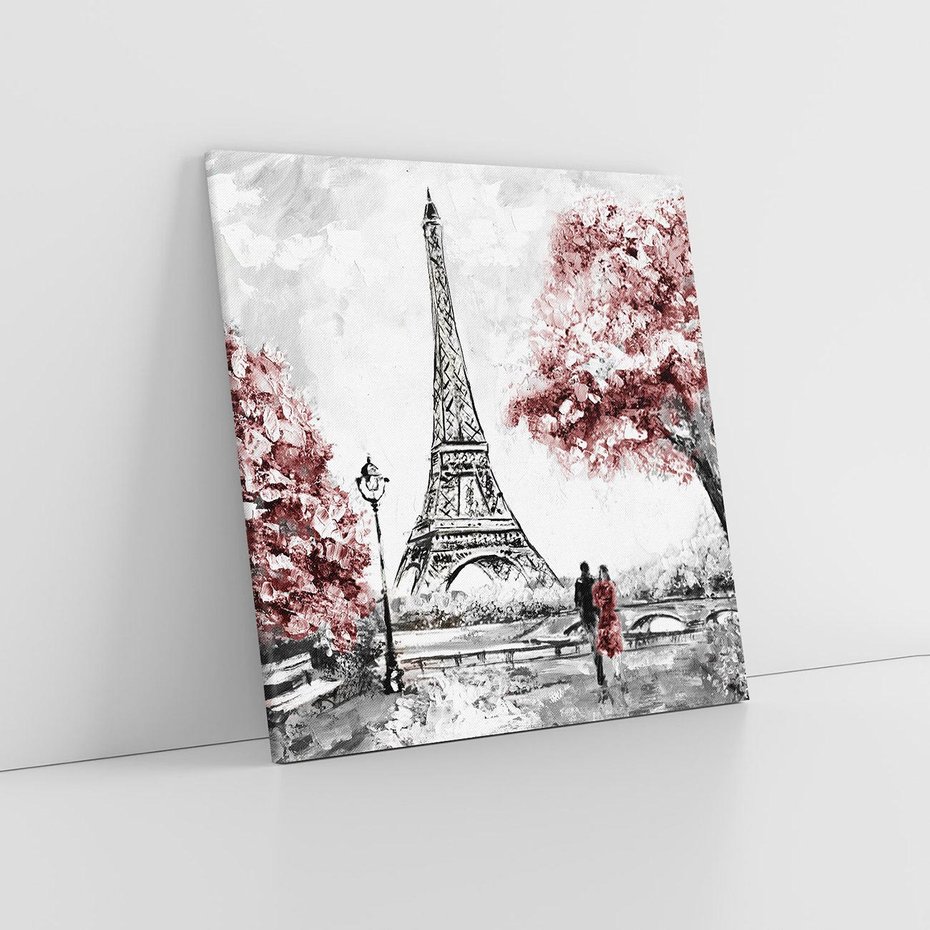 Obraz na płótnie 30x30 - Romantyczny Paryż - Paryż, Wieża
