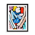 Plakat w ramie 50x70 - Kolory Na Czerni - abstrakcyjne formy, komiksowy styl - rama czarna