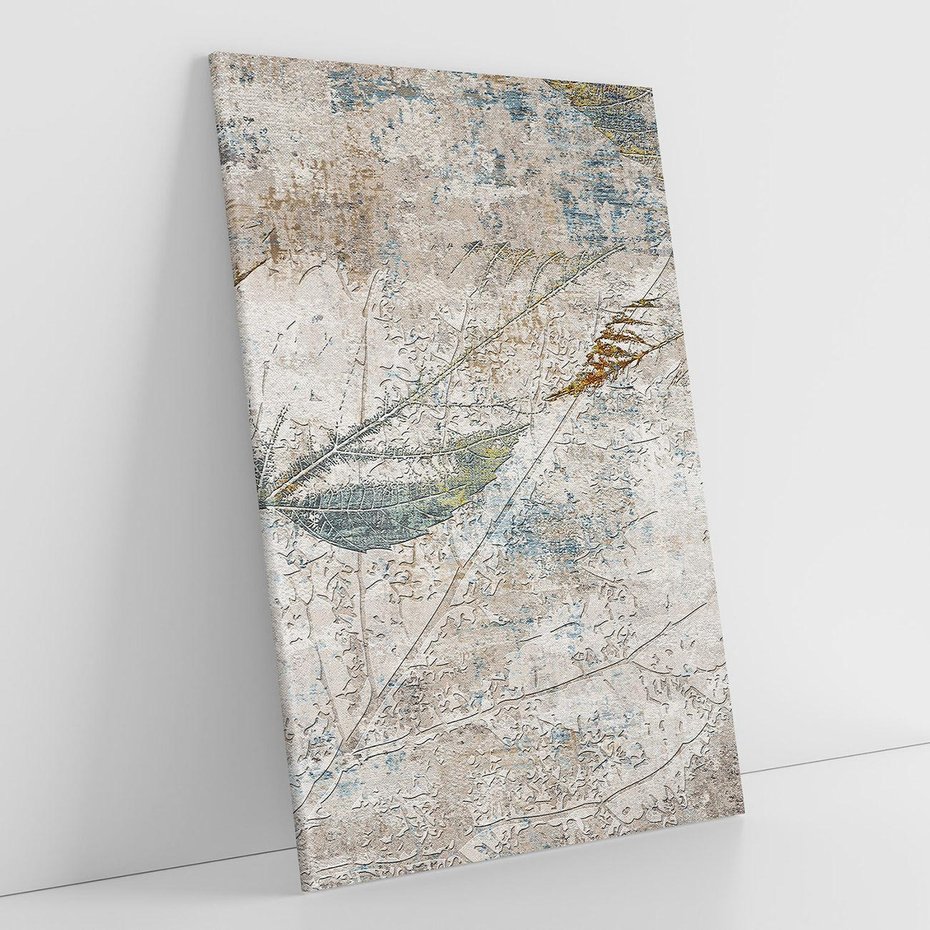 Obraz na płótnie 70x100 - Betonowe Wspomnienia Liści - odciski w betonie, odbitki