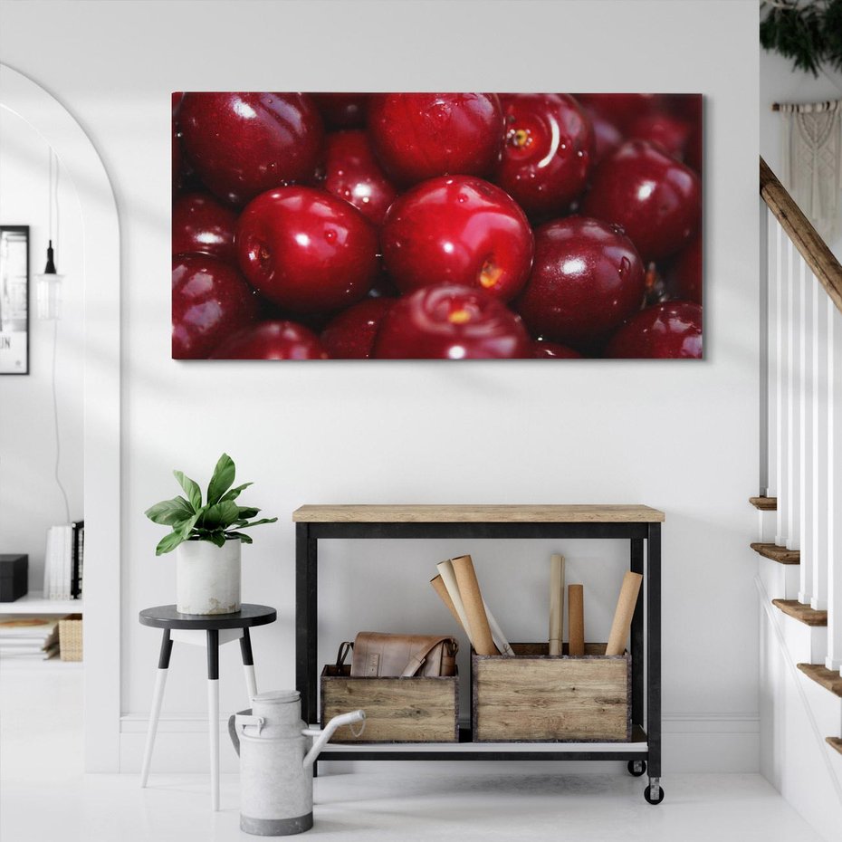 Obraz na płótnie 120x60 - Wiśnie Owocowa Rozkosz - wiśnie, owoce