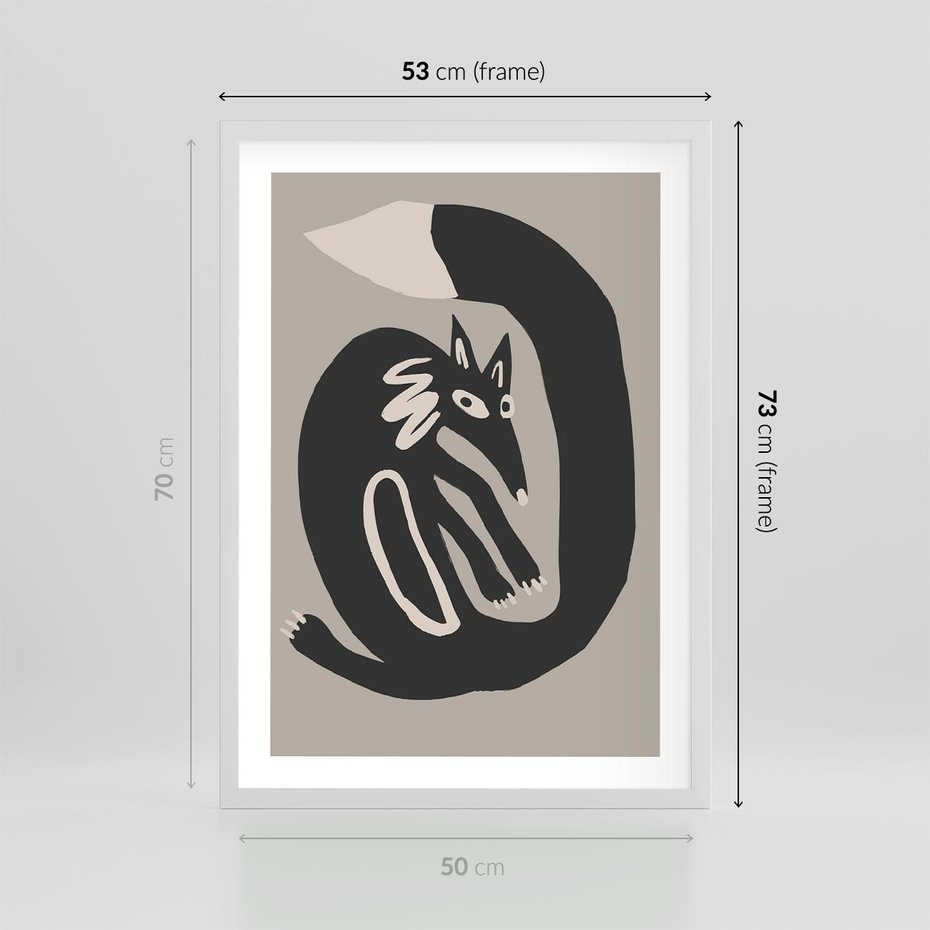 Plakat w ramie 50x70 - Migotliwe Echa Skandynawii - skandynawska sztuka, lis - rama biała