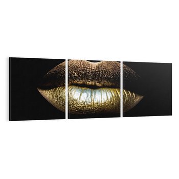 Obraz na płótnie 90x30 - Złote usta pełne tajemnic - usta, złoto