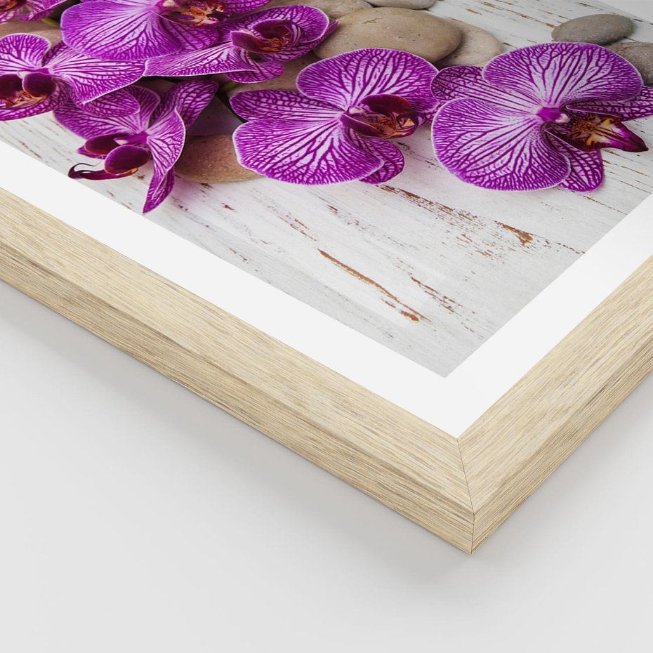 Plakat w ramie 30x40 - Relaksujące spa w otoczeniu orchidei - spa, świece - rama drewno