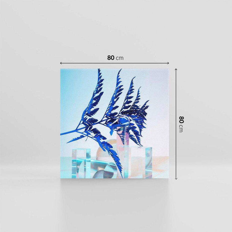 Obraz na płótnie 80x80 - Intensywny Kolor Natury - liście, kobalt