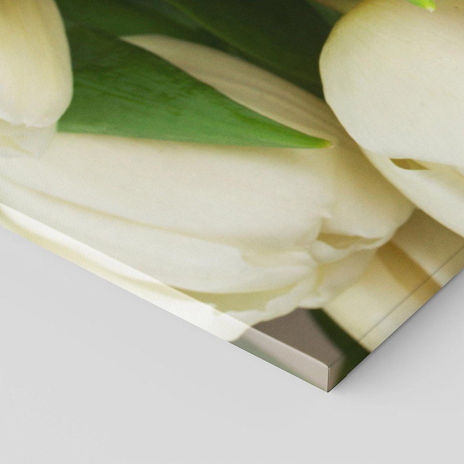 Obraz na płótnie 150x50 - Białe tulipany w pełnym rozkwicie - białe, tulipany