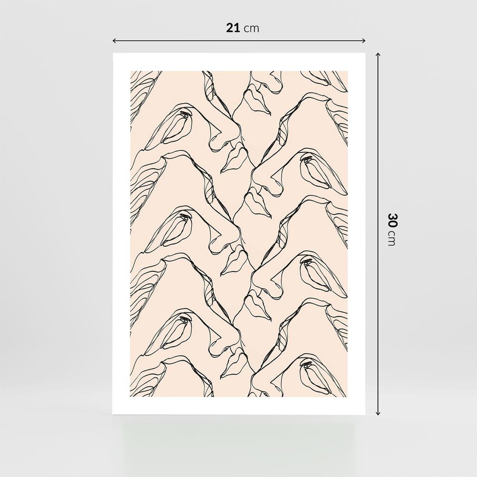 Plakat bez ramy 21x30 - Grafika z Twarzami Greckiej Rzeźby - grafika, plakat