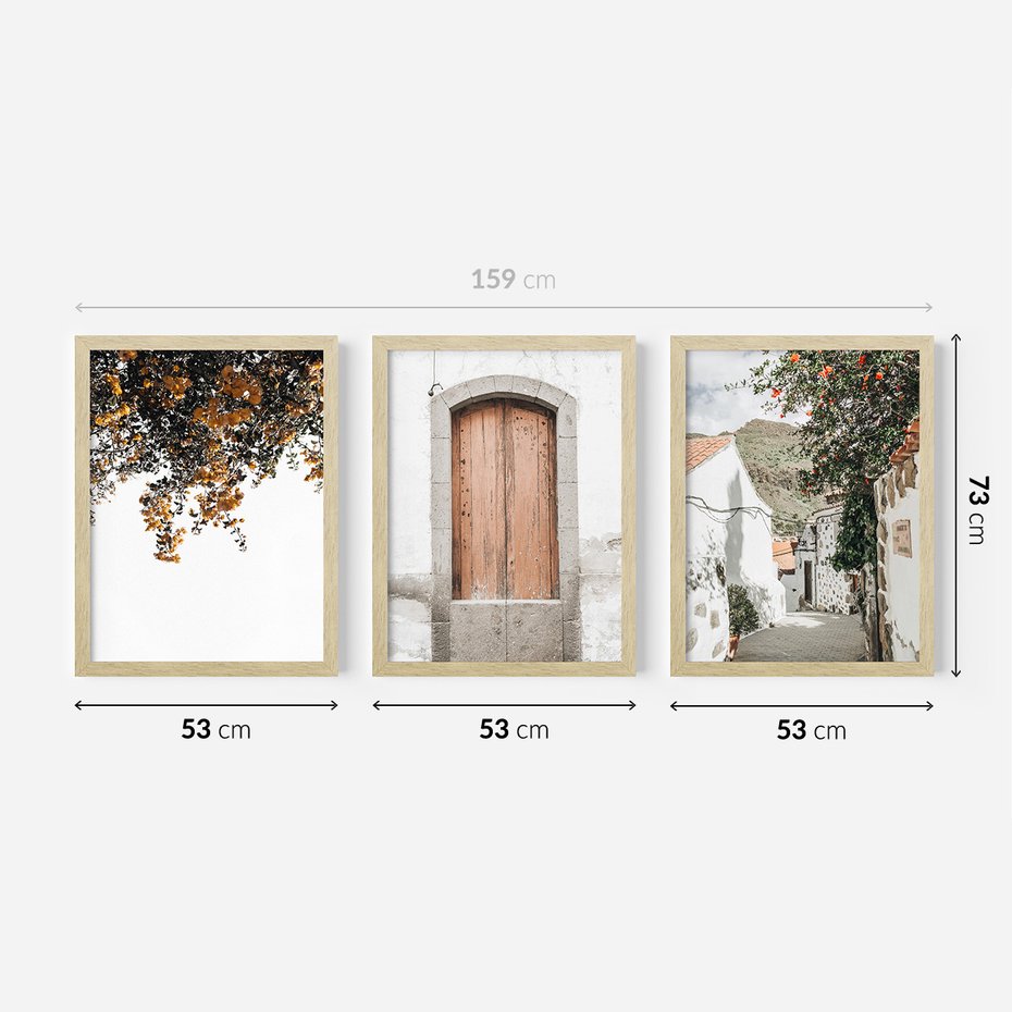 Zestaw obrazy w ramie 50x70 galeria - Stare, drzwi, Włochy, uliczka - rama drewno