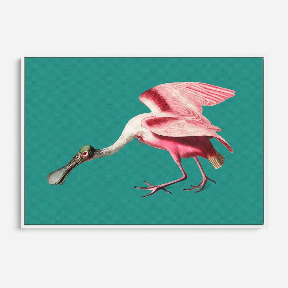 Obraz w ramie 100x70 - Różowy Ptak Wyobraźni - różowy ptak, wyobraźnia - rama biała