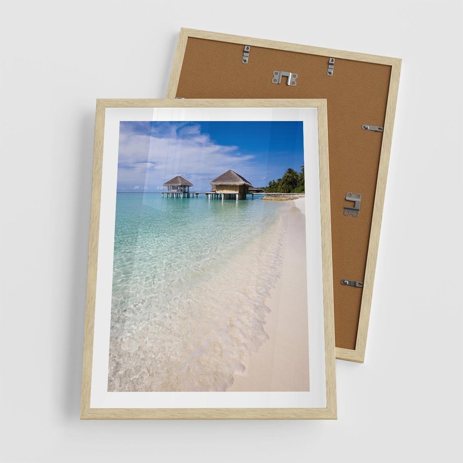 Plakat w ramie 50x70 - Rajski klimat plaży tropikalnej - plaża, tropiki - rama drewno