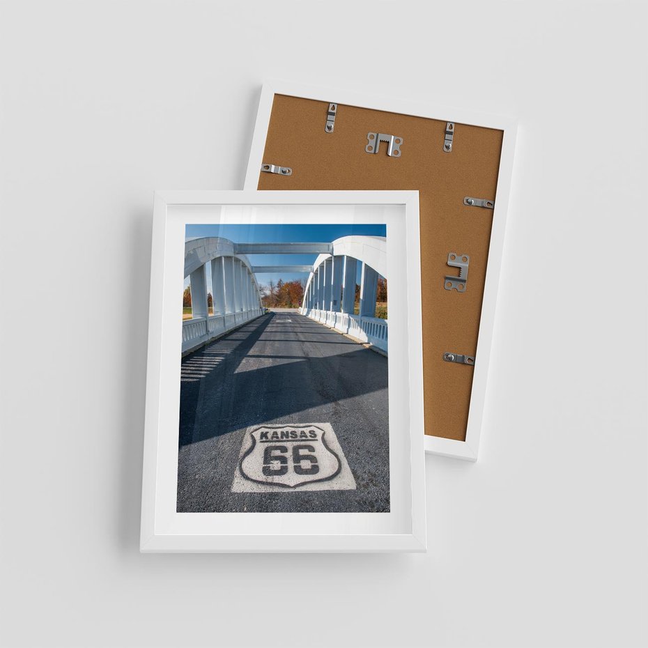 Plakat w ramie 30x40 - Kansas i Route 66 - Kansas, route 66 - rama biała