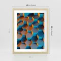 Plakat w ramie 40x50 - Trójwymiarowa Gra - geometryczna, 3D - rama drewno