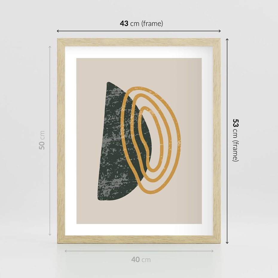 Plakat w ramie 40x50 - Nowoczesne Dialogi Materii - nowoczesny plakat, abstrakcyjne kształty - rama drewno