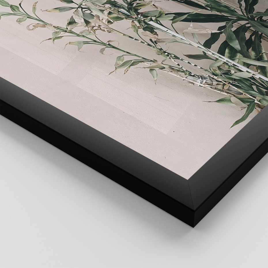 Zestaw obrazy w ramie 50x70 galeria - Liście, kwiaty, nowoczesny, styl - rama czarna