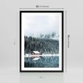 Plakat w ramie 50x70 - Biały Domek - domek w górach, zima - rama czarna