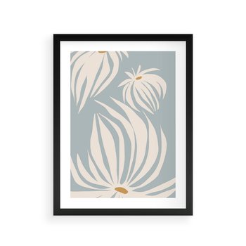 Plakat w ramie 50x70 - Kwiatowe Kształty - kwiaty, nowoczesne i minimalistyczne - rama czarna