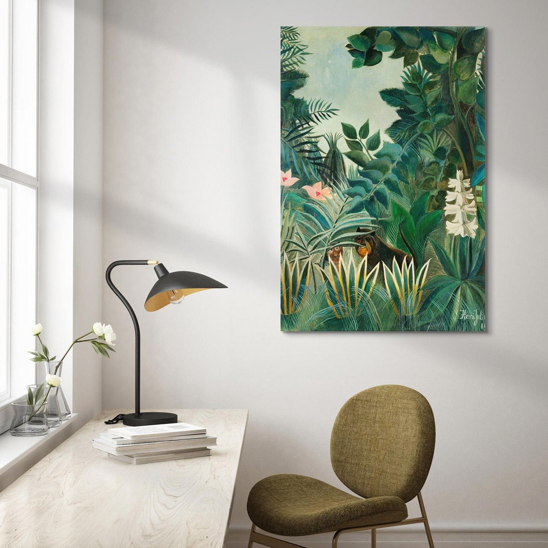 Obraz na płótnie 80x120 - "The Equatorial Jungle " (1909) Henri Rousseau - Reprodukcja - reprodukcja, obraz na płótnie