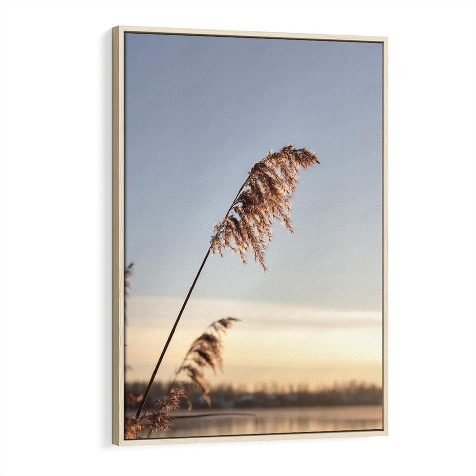 Obraz w ramie 80x120 - Naturalna Delikatność - trawy, boho - rama drewno