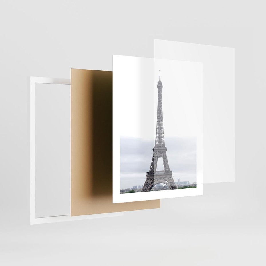 Plakat w ramie 40x50 - Eiffla w mglistym świetle - Eiffla, Paryż - rama biała