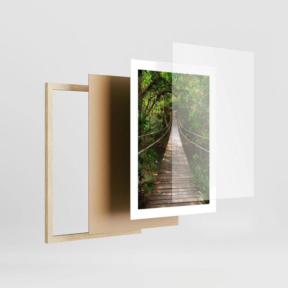 Plakat w ramie 30x40 - Przez Dżunglę - most, linowy - rama drewno