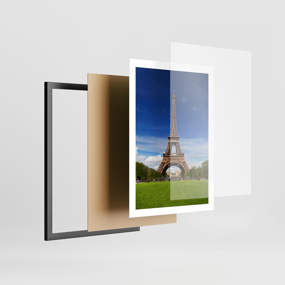 Plakat w ramie 50x70 - Eiffla: symbole Paryża - Eiffla, Paryż - rama czarna
