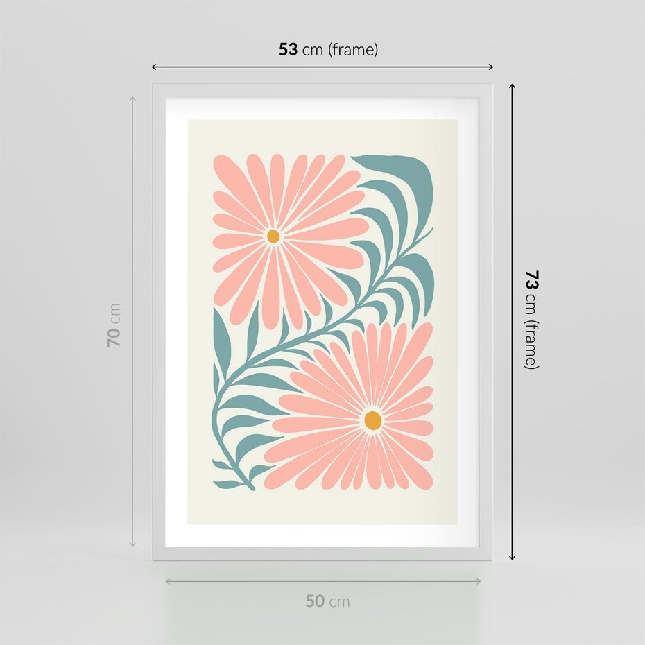 Plakat w ramie 50x70 - Kształtując Marzenia - kwiaty, sztuka nowoczesna - rama biała