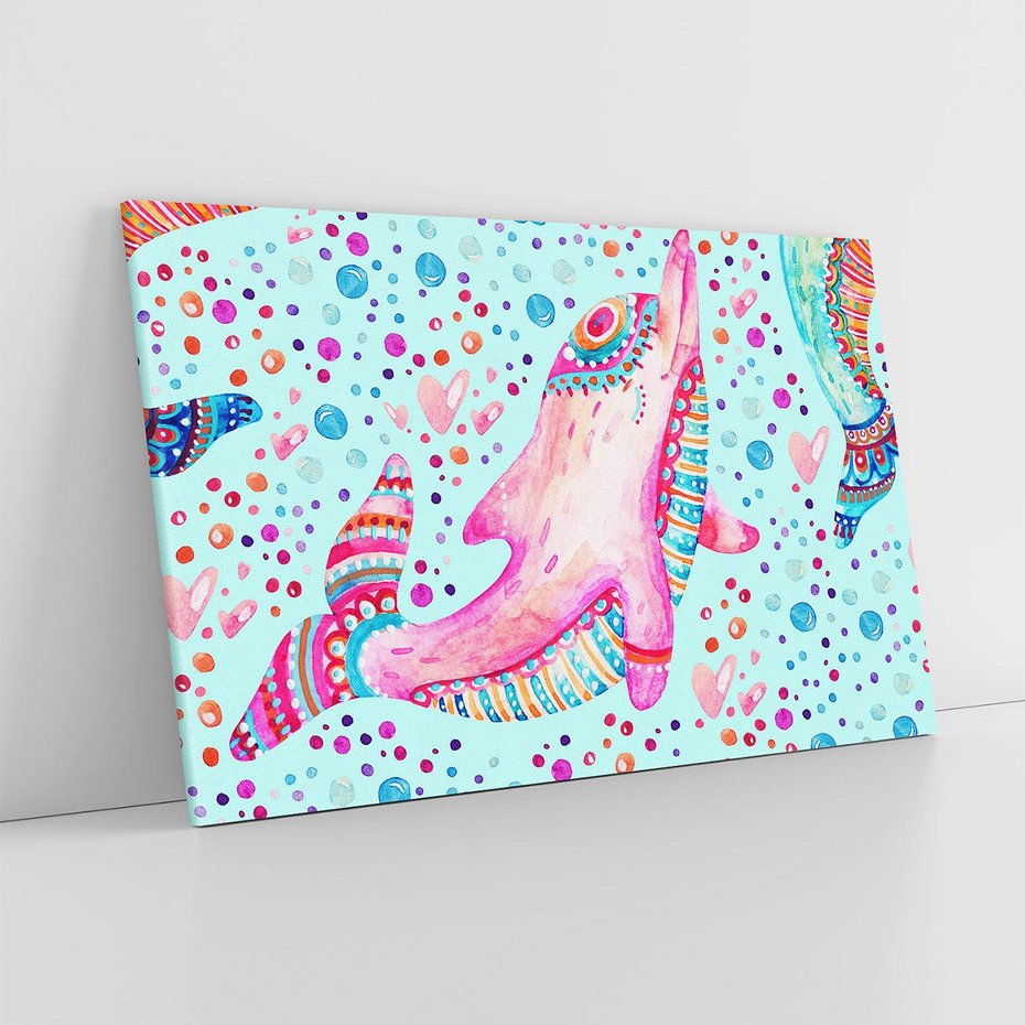 Obraz na płótnie 70x50 - Lekkość W Ruchu - delfin, akwarela