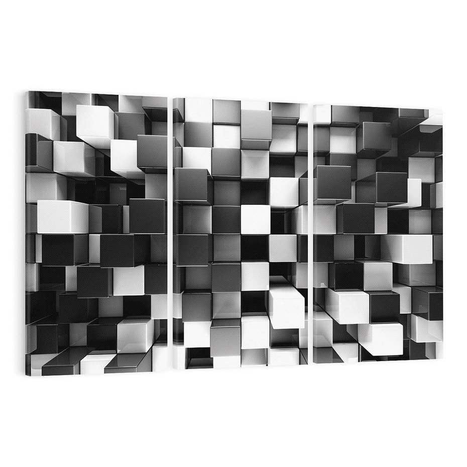 Obraz na płótnie 120x80 - Abstrakcyjna Szachownica: Gra Kolorów w 3D - 3D, abstrakcja