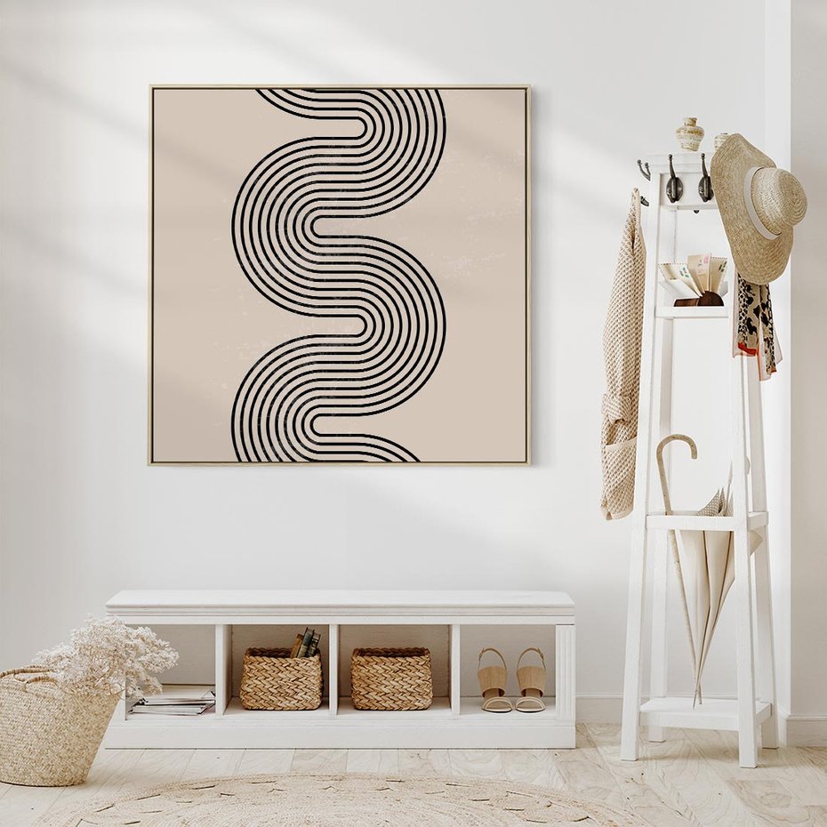 Obraz w ramie 50x50 - Bezgraniczne Odbicia - abstrakcyjne linie, geometria - rama drewno