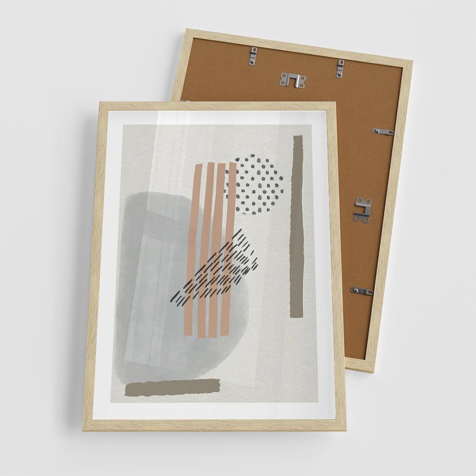 Plakat w ramie 50x70 - Nowoczesna Abstrakcja: Delikatne Beże - abstrakcja, nowoczesna sztuka - rama drewno