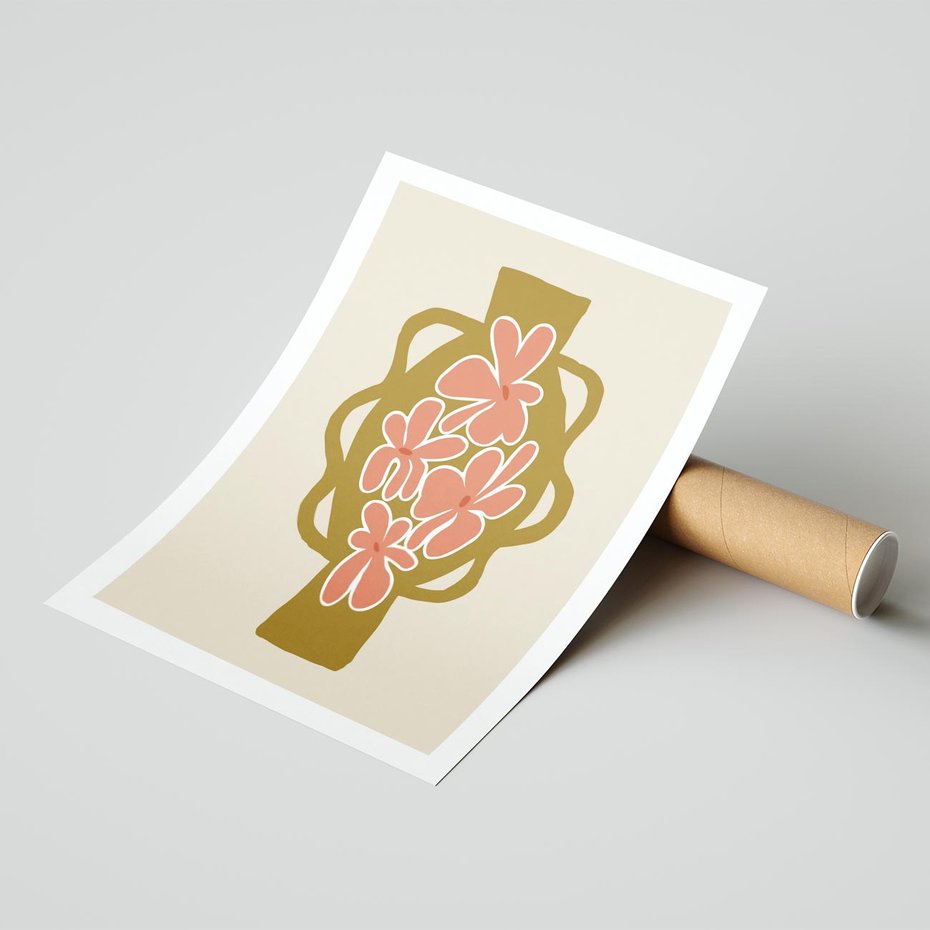 Plakat bez ramy 30x40 - Rozbijające Formy - abstrakcyjny plakat, kwiaty na wazonie