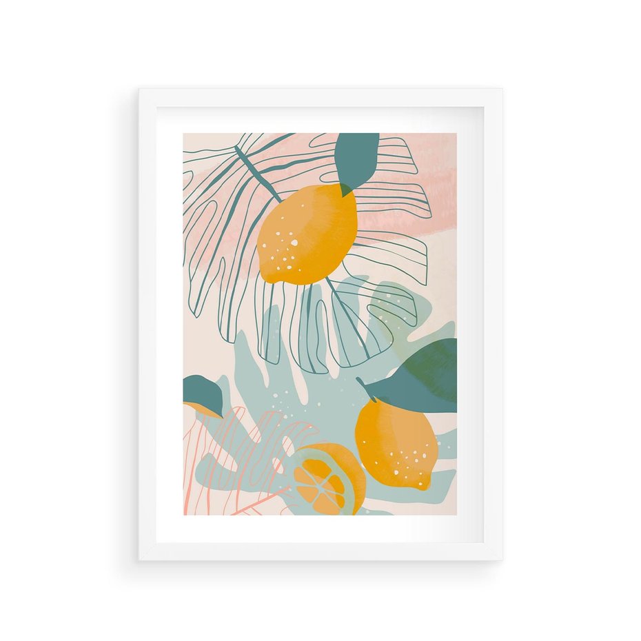 Plakat w ramie 30x40 - Świeżość Natury - plakat, nowoczesna grafika - rama biała