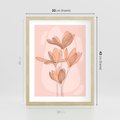 Plakat w ramie 30x40 - Przenikające Kształty - minimalistyczny plakat, pudrowe kwiaty - rama drewno