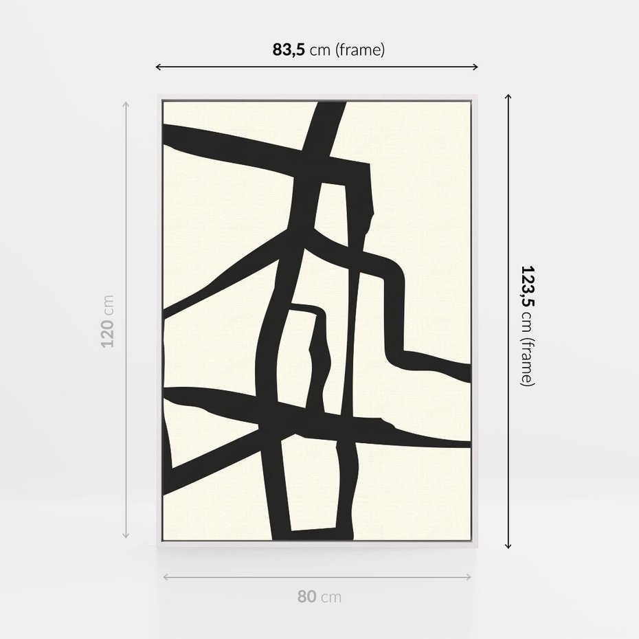 Obraz w ramie 80x120 - Impresje Wymiaru - linie, abstrakcja - rama biała
