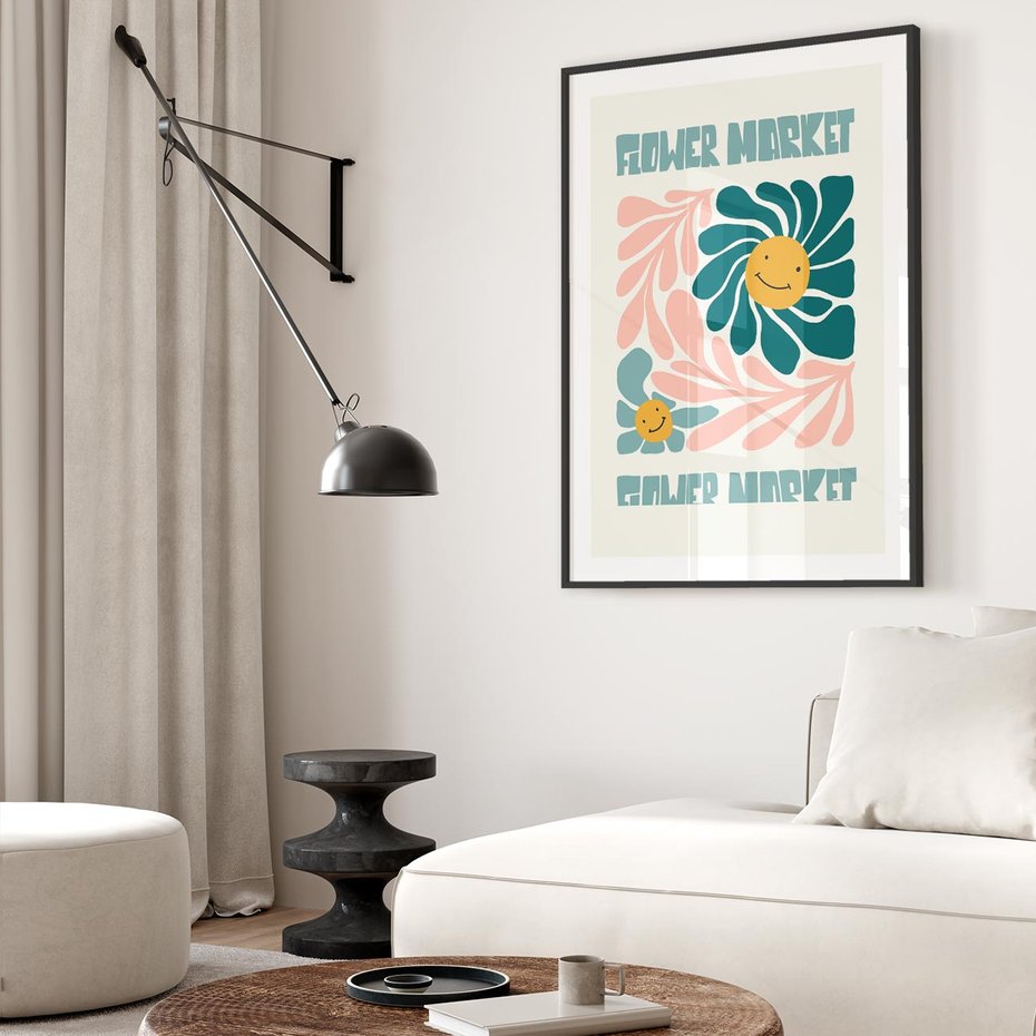 Plakat bez ramy 30x40 - Harmonia płatków kwiatów - kwiatowa retro kompozycja, pastelowe kolory