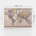 Obraz w ramie 120x80 - Światło Przeszłości - retro mapa świata, mapa - rama biała