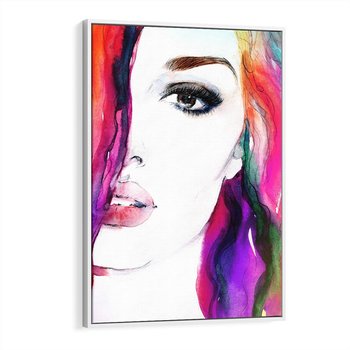 Obraz w ramie 50x70 - Kobieta Twarz Abstrakcja - kobieta, twarz - rama biała